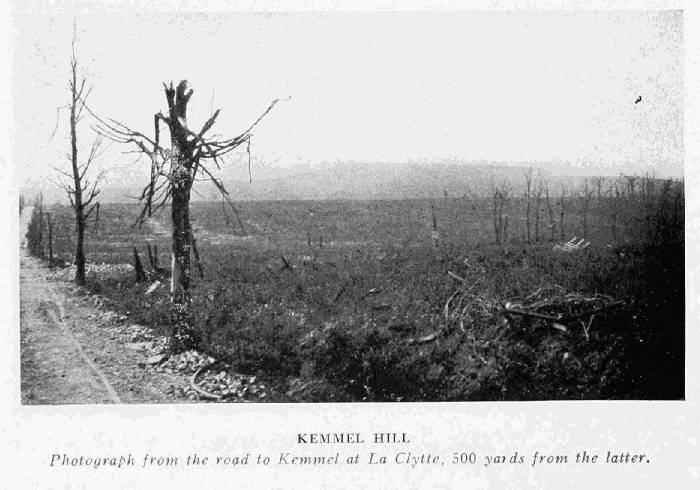 KEMMEL HILL
Photographed from the road to Kemmel at La Clytte, 500 yards from the latter.