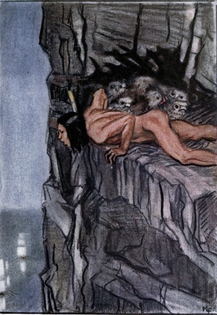 FOR SOME DAYS THE BOY LAY IN TERROR IN THE NEST ... AND
FAR OUT ON THE OCEAN HE COULD SEE GREAT SHIPS GOING BY