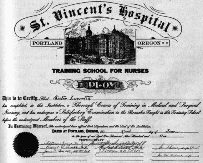Fac-simile of the Diploma I Received from St. Vincent's
Hospital.