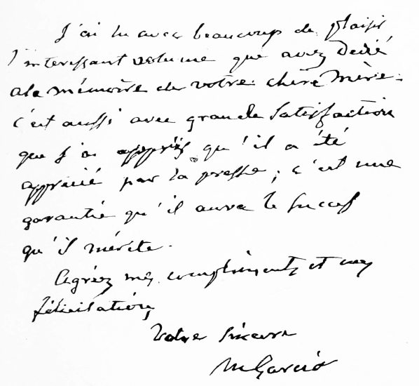 FACSIMILE OF A LETTER WRITTEN BY MANUEL GARCIA IN HIS
HUNDRED-AND-SECOND YEAR.