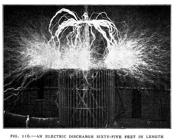 FIG. 116&ndash;AN ELECTRIC DISCHARGE SIXTY-FIVE FEET IN LENGTH