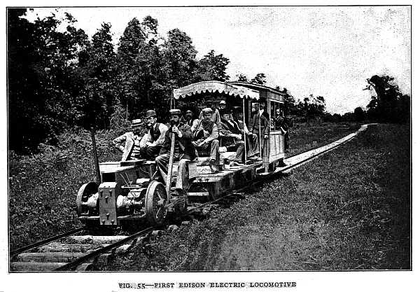 FIG. 55&ndash;FIRST EDISON ELECTRIC LOCOMOTIVE