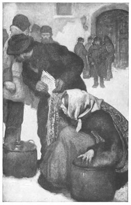 "Taking out one package of books after the other, she
shoved them into the hands of the brothers."