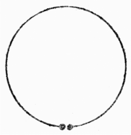 Fig. 7.
Hertz "Detector."
It was with this simple
apparatus that Hertz discovered
how to detect the
"wireless waves."