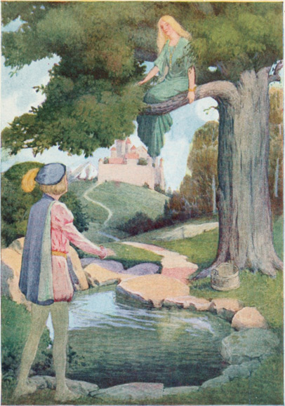 &ldquo;AND SO HE SAW THE LOVELY MAIDEN WHO WAS SEATED AMONG
ITS BRANCHES.&rdquo;
&mdash;Page 59