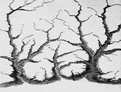 FIG. 1. The same valleys
 as shown in Plate XIII Fig. 3, in a later stage of development.