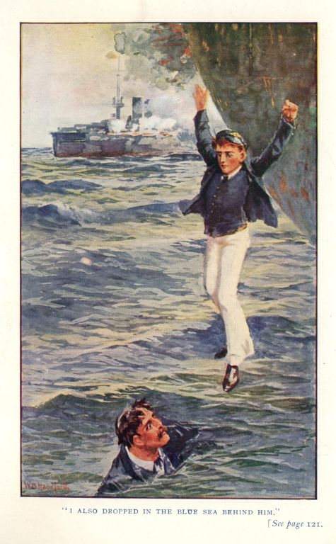 "I ALSO DROPPED IN THE BLUE SEA BEHIND HIM."  <I>See page</I> 121.