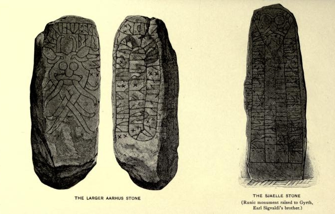 The Larger Aarhus Stone&mdash;The Sjælle Stone
(Runic monument raised to Gyrth, Earl Sigvaldi's brother.)