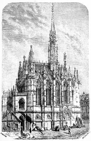 La Sainte-Chapelle du Palais, b�tie par saint Louis pour
recevoir les reliques du Bucol�on.