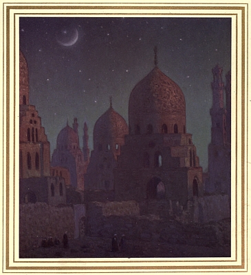 Illustration: Tombs of the Khaliphs. Under their rule, Moslem
 civilisation enlightened the World.