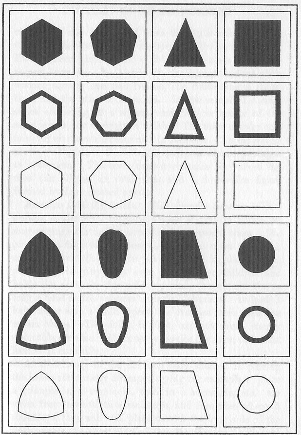 Some of the Card Forms used in the exercises with the three series
of cards.