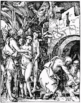 FIG. 43.&mdash;The Descent into Hell. From Dürer’s “Smaller
Passion.”