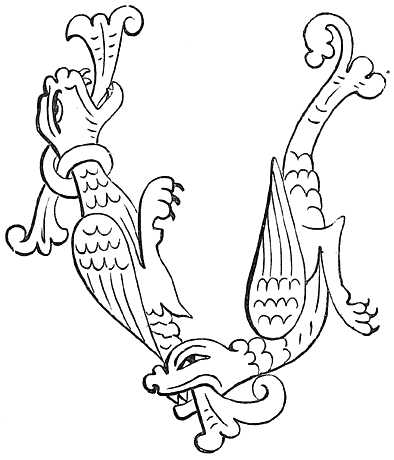 Fig. 27&mdash;Anglo-Saxon Dragons (C&aelig;dmon M.S., tenth century).