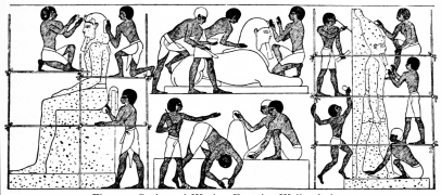 Fig. 32.&mdash;Sculptural Work. Egyptian Wall-painting.