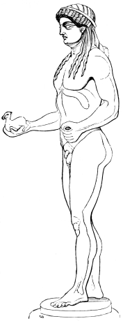 Fig. 202.&mdash;Apollo after Canachos. (British Museum.)