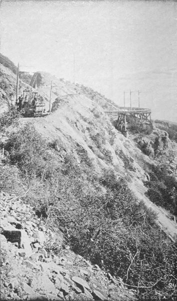 Approaching Grand Circular Bridge, From Head of Millard
Canyon, Mount Lowe Railway.