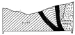 Fig. 161&mdash;Types of deformation north of Lambrama near
Sotospampa. A dark basaltic rock has invaded both granite-gneiss and
slate. Sills and dikes occur in great numbers. The topographic
depression in the profile is the Lambrama Valley. See the Lambrama
Quadrangle.