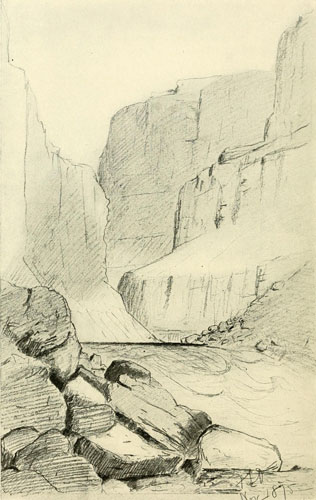 Looking up the Grand
Canyon from Mouth of Kanab Canyon.
