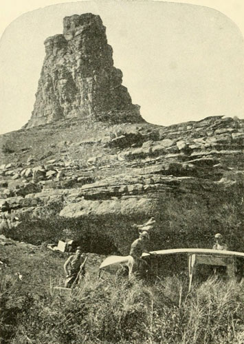 Repairing Boat Near
Mouth of Frémont River on the Colorado River, 1872.
