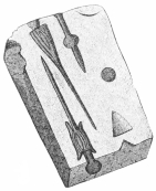 No. 71. A Mould of Mica-schist for casting Ornaments (14
M.).