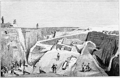 Altar and Reservoir

UPPER PART OF THE BUILDINGS DISCOVERED IN THE DEPTHS OF THE TEMPLE OF
ATHENA.

Page 259.