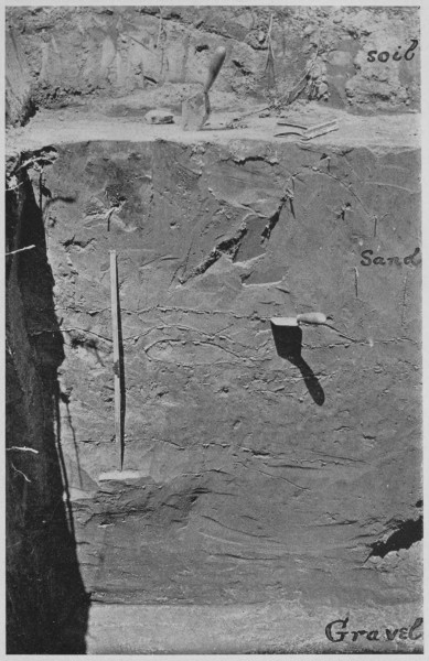 Fig. 3.&mdash;Occurrence of an Argillite Implement in Glacial Stratified Sand.