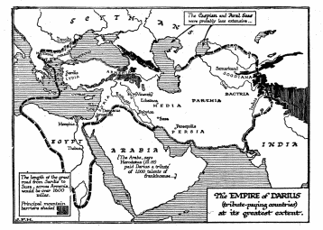 The Empire of Darius (tribute-paying countries) at its
greatest extent.