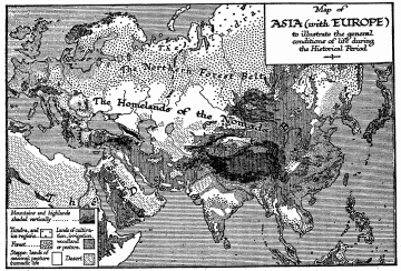 Map of ASIA (with EUROPE) to illustrate the general
conditions of life during the Historical Period.