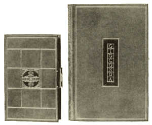 BOOKBINDINGS IN LEATHER, WITH GOLD TOOLING. DESIGNED BY
PROF. JOH. VINCENZ CISSARZ, EXECUTED BY GUSTAV FRÖLICH