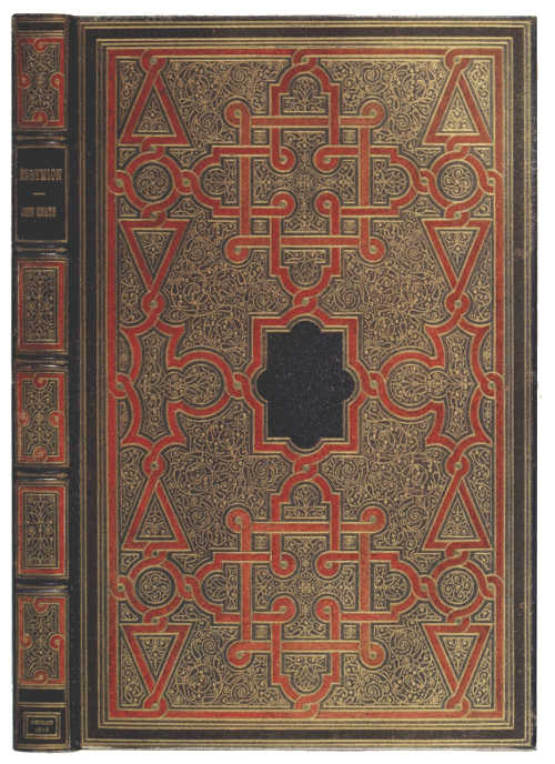 BOOKBINDING IN BLUE LEVANT MOROCCO, WITH INLAY AND GOLD
TOOLING. BY ZAEHNSDORF