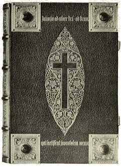BOOKBINDING IN DARK RED MOROCCO, WITH INLAY AND GOLD
TOOLING DESIGNED BY KARL KÖSTER, EXECUTED BY HERDER'S BINDERY,
FREIBURG