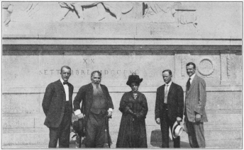 GENERAL AND MRS. RICIOTTO GARIBALDI AT THE FOOT OF HIS
FATHER’S MONUMENT IN ROME

“It is just like you Americans&mdash;you go to work to make your dreams come
true.”