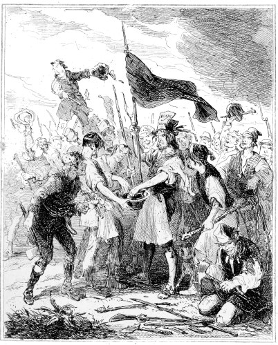 Rioters bathing their standard bearer’s hands in
blood.