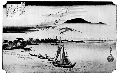 HIROSHIGE: HOMING GEESE AT KATADA&mdash;TWILIGHT.