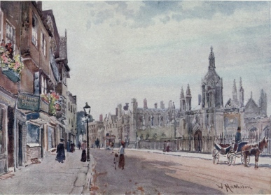 GATEWAY OF KING’S COLLEGE, KING’S PARADE

This is one of the most picturesque views in Cambridge. On the right are
the Gateway and Screen and other portions of King’s College; on the left
are some ancient houses.