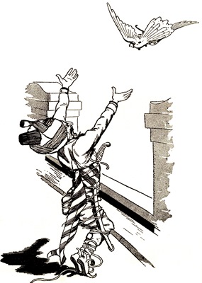  It sailed away
from the roof just as the Arab
appeared at the top of the stairs.