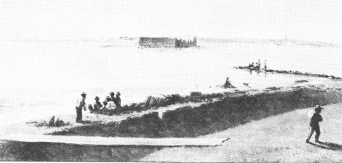 &ldquo;Fort Sumter from Fort Moultrie, November 10, 1863&rdquo; painted by Conrad Wise Chapman. Courtesy Confederate Museum, Richmond.