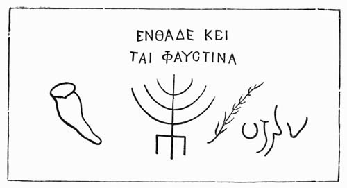 Illustration: Fig. 18.&mdash;Slab from Jewish Catacomb.