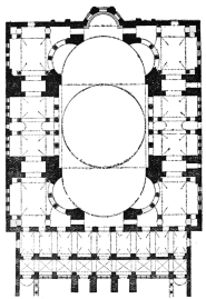 Plan of Church of S. Sophia at Constantinople. Scale
about 100 feet to one inch.