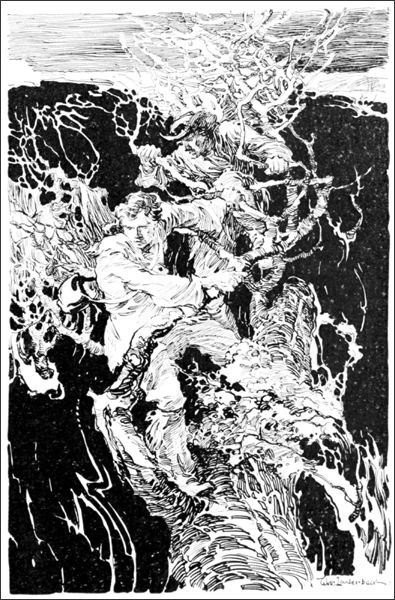 THE TWO MEN CLUNG DESPERATELY TO THE BRANCHES THEY
HAPPENED TO BE ON AND WENT DOWN-STREAM WITH IT.