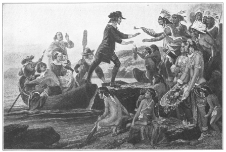 The Landing of Roger Williams.

{180}From the painting by Alonzo Chappel
