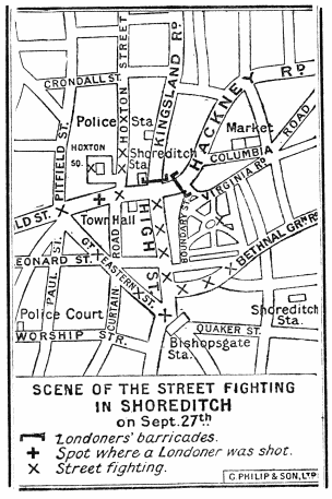 Image unavailable: SCENE OF THE STREET FIGHTING IN SHOREDITCH on Sept.
27th