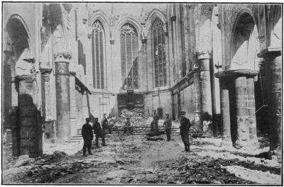[Image unavailable: SHOWING THE DESTRUCTION IN THE CHURCH AT VISÉ.

Photo, Sport and General.