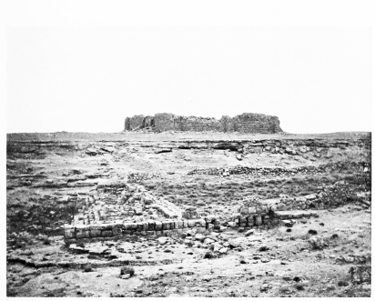 Fig. 64.&mdash;ḲAṢR KHUBBÂZ AND RUINS OF THE TANK.