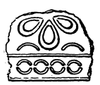 Fig. 155.&mdash;BEIT EL KHALÎFAH, FRAGMENT OF STUCCO
DECORATION ON ARCH.
