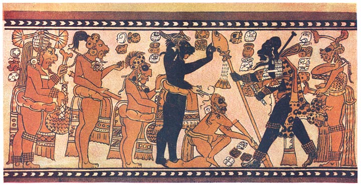 Design on a Vase from Cham&aacute; representing Maya Deities
