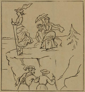 Group of ladies and gentlement on a mountaintop