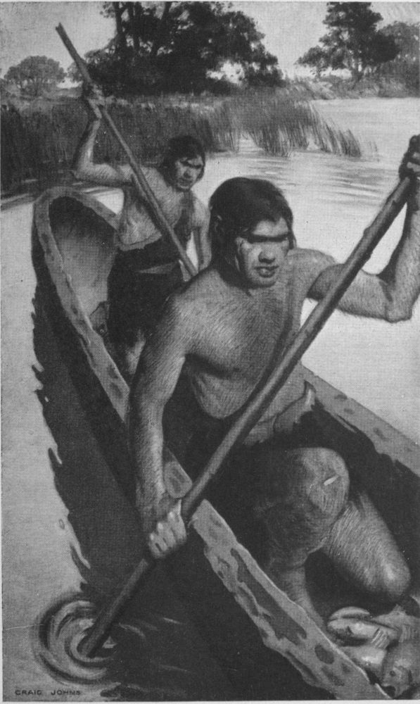With long poles thrust to the bottom, we guided the
boats here and there about the shallow waters