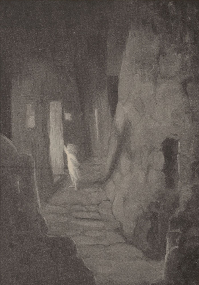 As before, he knocked, all eager, and again opening
doors flashed ruddy on the night