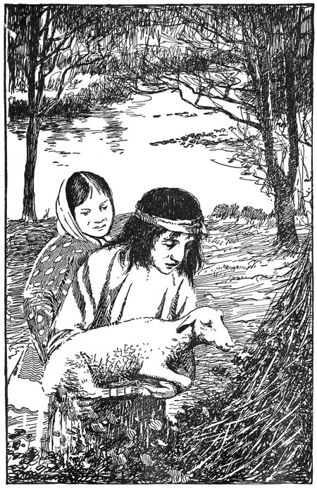 Shecol lifted the lamb carefully in his arms and carried it toward
the hut